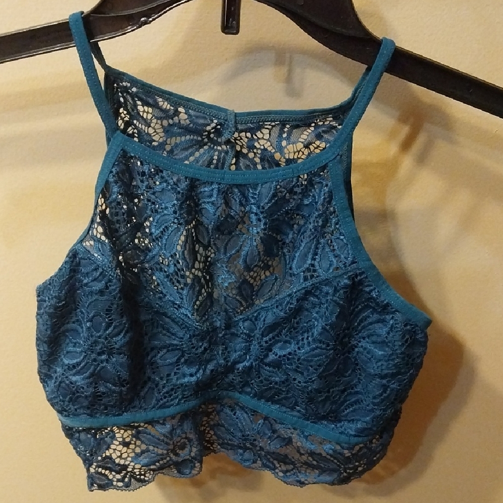 Zenana Outfitters Deep Blue Lace Halter Top/Bralette